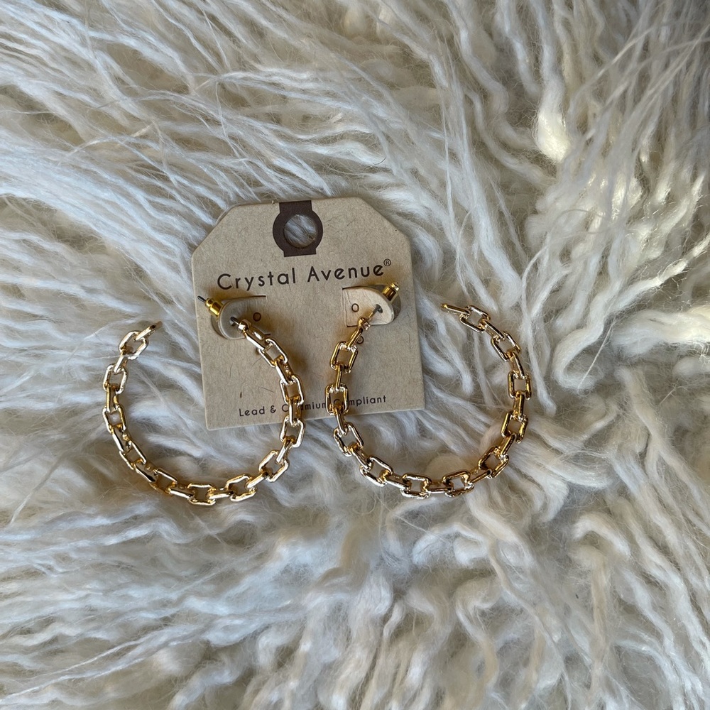 Gold tone Chain Hoop Earrings